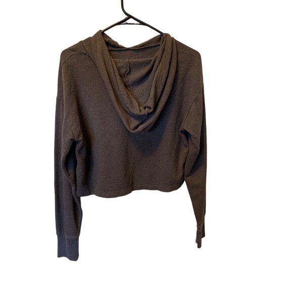 🌸3/$15🌸Charcoal Gray Lounge Life Crop Hoodie sz Medium - Picture 3 of 5